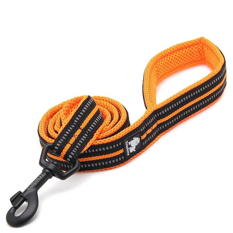 Dog Leash Soft Padded Strong Reflective Nylon 110cm Orange Dog Nation