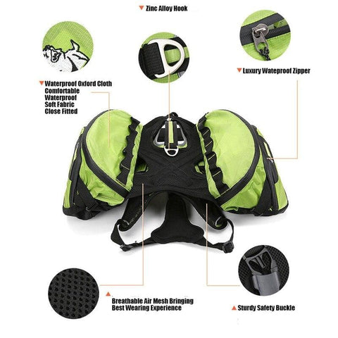 Dog Backpack Harness Deluxe 2 in 1 Dog Nation