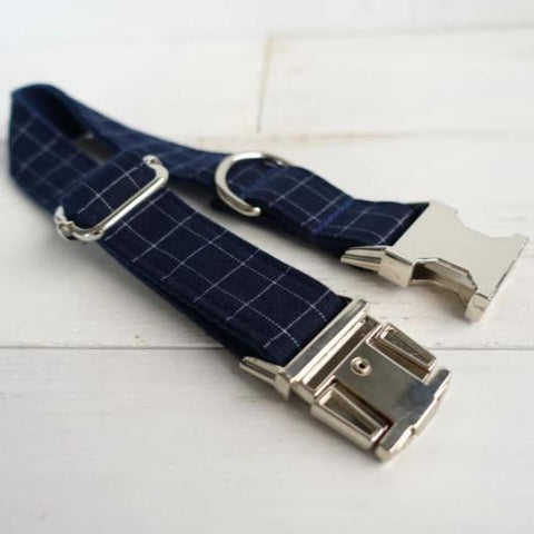 The Deep Blue Personalised Dog Collar Handmade Laser Engraved Dog Nation