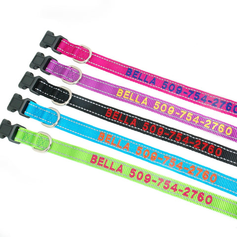 Embroidered Dog Collar Nylon Personalised Reflective Dog Nation