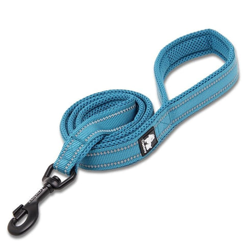 Dog Leash Soft Padded Strong Reflective Nylon 110cm Blue Dog Nation