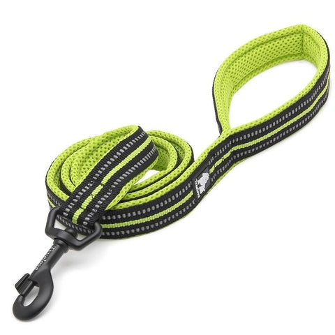 Dog Leash Soft Padded Strong Reflective Nylon 110cm Neon Yellow Dog Nation