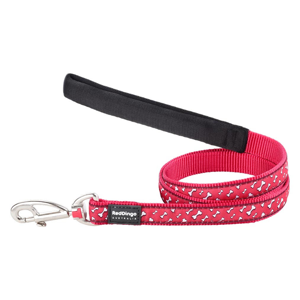 Dog Lead Flying Bones Red M L S XS Dog Nation