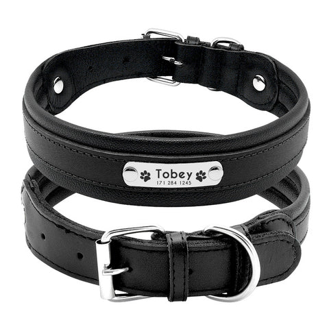 Genuine Leather Personalised Dog Collar Black Dog Nation