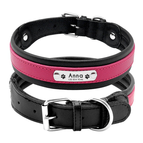 Genuine Leather Personalised Dog Collar Pink Dog Nation