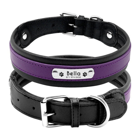 Genuine Leather Personalised Dog Collar Purple Dog Nation