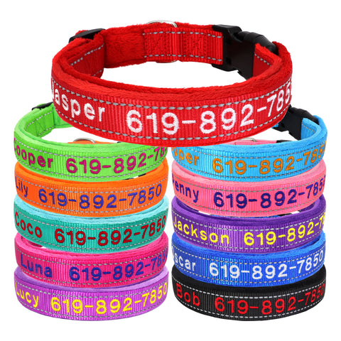 Embroidered Dog Collar Soft Padded Reflective Dog Nation