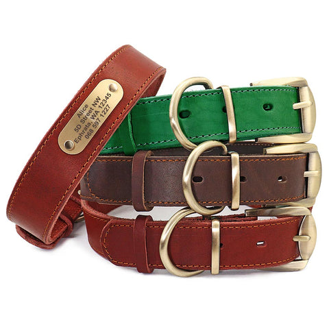 Sirius Genuine Leather Dog Collar and Leash Set Personalised Dog Nation