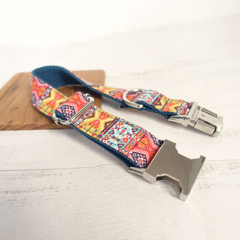 The Bohemian Personalised Dog Collar Set Laser Engraved Dog Nation
