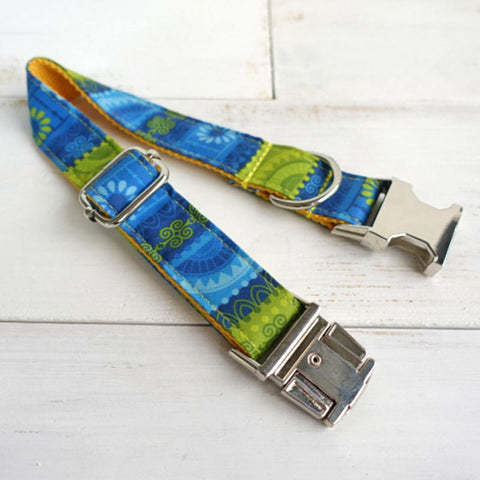 The Folk Yellow Personalised Dog Collar Set Dog Nation