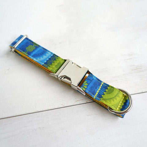 The Folk Yellow Personalised Dog Collar Handmade Dog Nation