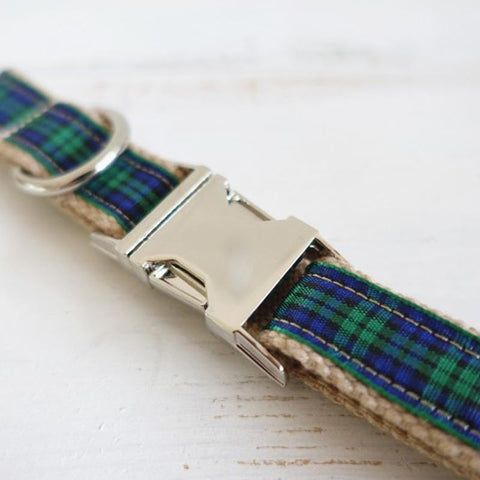 The Forest Plaid Personalised Dog Collar Set Dog Nation