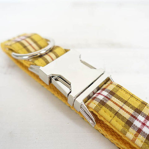 The Lemon Plaid Personalised Dog Collar Dog Nation