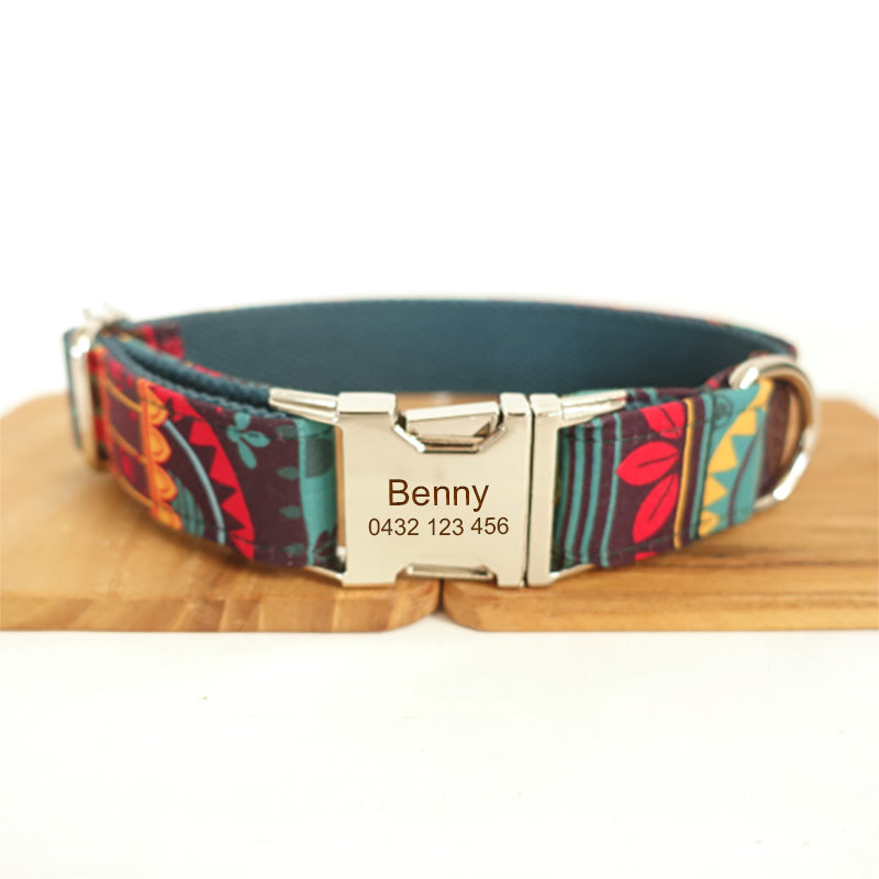 The Maya Personalised Dog Collar Handmade Laser Engraved Dog Collar Dog Nation