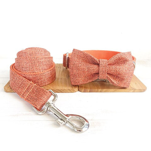 The Orange Suit Personalised Dog Collar Set Laser Engraved Collar + Bow Tie + Leash Dog Nation