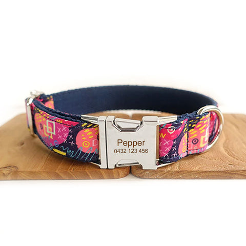 The Deep Graffiti Personalised Dog Collar Leash Set Dog Nation