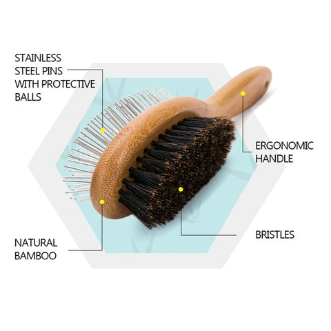 Double-Sided Dog Brush Natural Bamboo Dog Nation