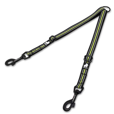 Double Dog Leash Splitter Reflective Adjustable neon yellow Dog Nation