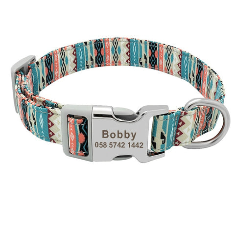Leo Colourful Personalised Dog Collar Green2 Dog Nation