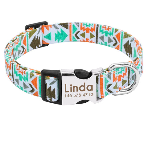 Delta Dog Collar Nylon Colourful Pattern Free Engraving Orange Dog Nation